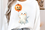 Watercolor Halloween Ghost Clipart, a Transportation Illustration by SinaCreation (Thumbnail 4 of 9)