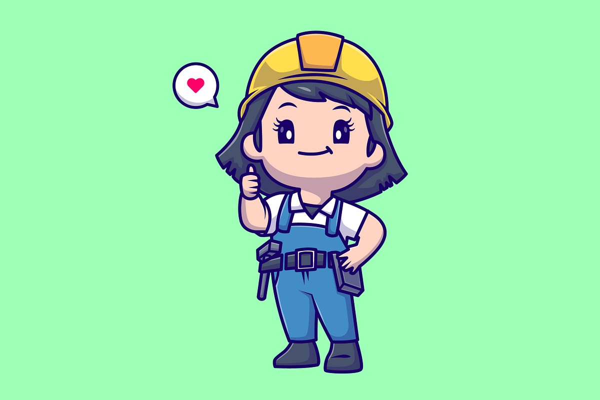 Cute Handywoman Thumbs Up Cartoon, a Person Illustration by Catalyst Labs