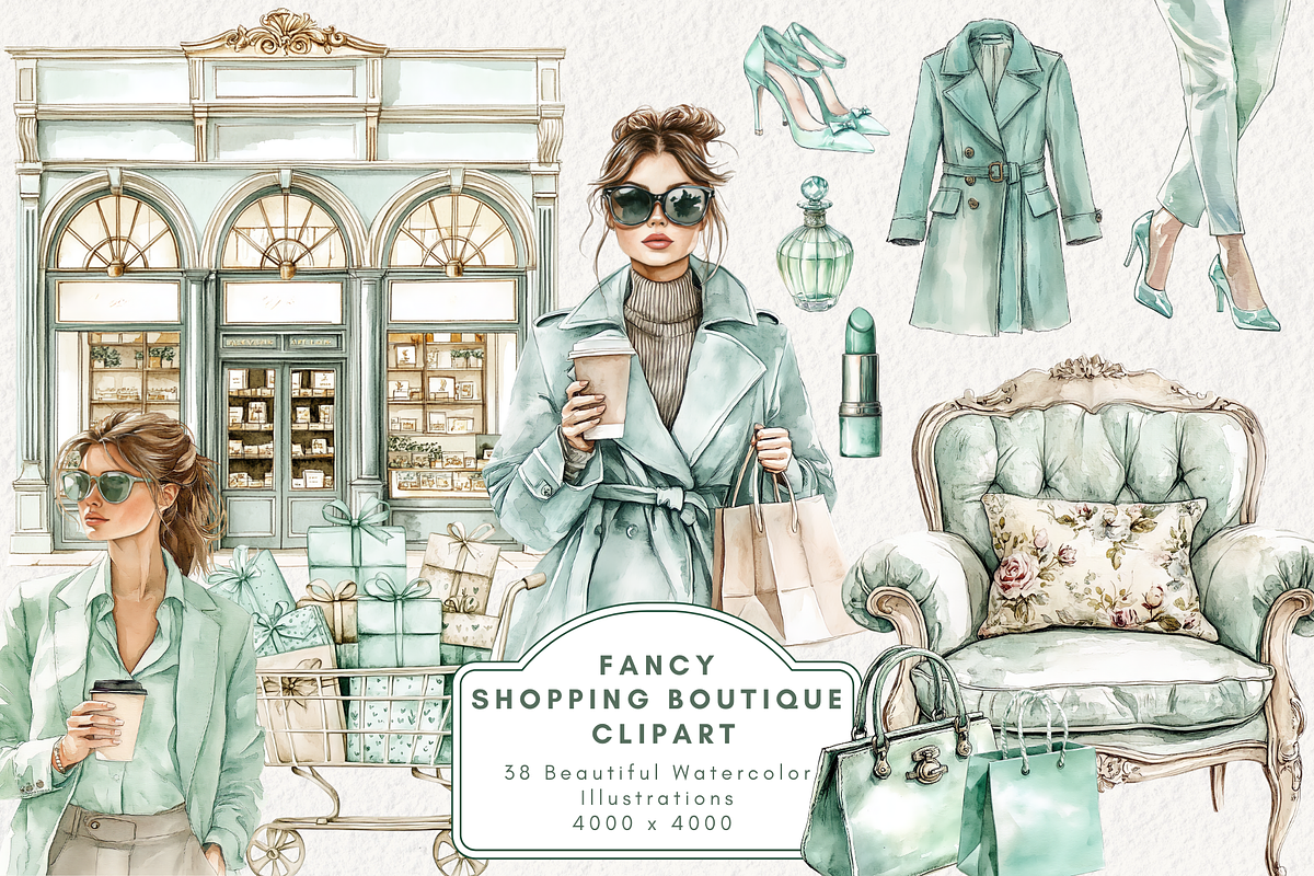 Fancy Shopping Boutique Clipart, an Illustration by NadiaTheronArt (Photo 1 of 4)