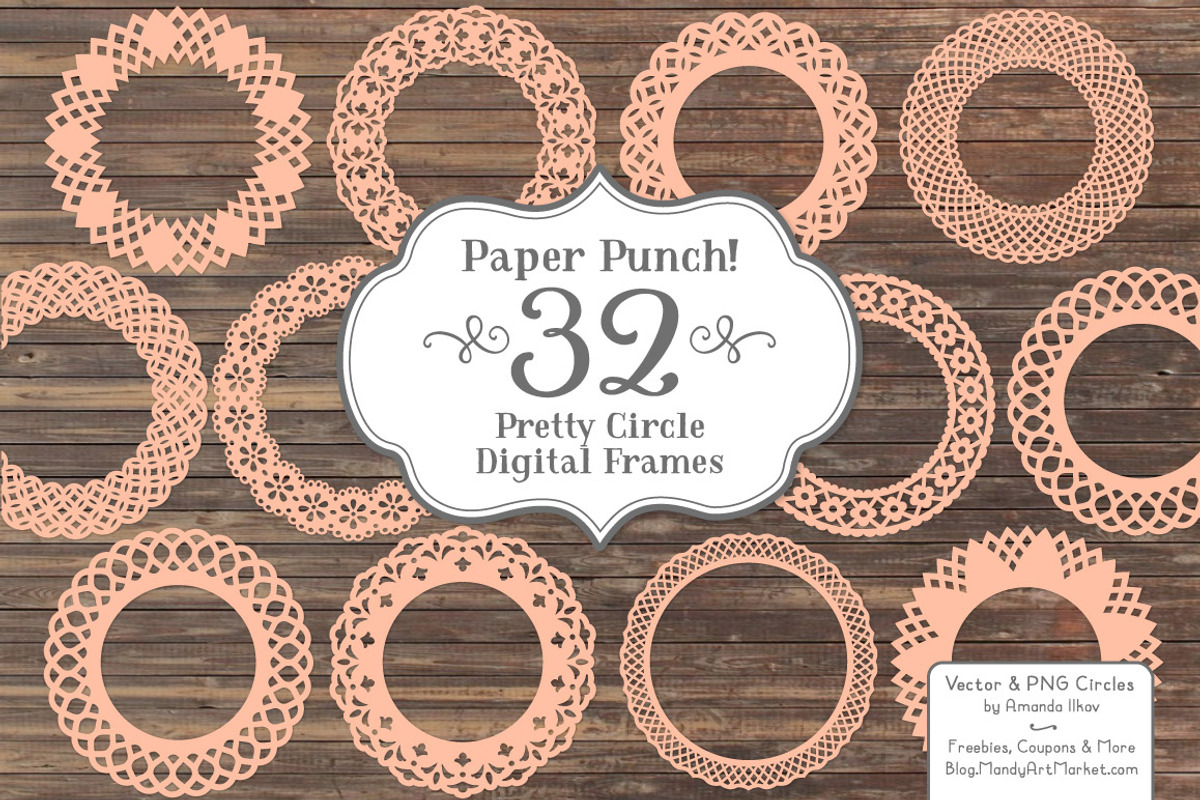 Peach Lace Vector Frames, an Illustration by Amanda Ilkov (Photo 1 of 5)