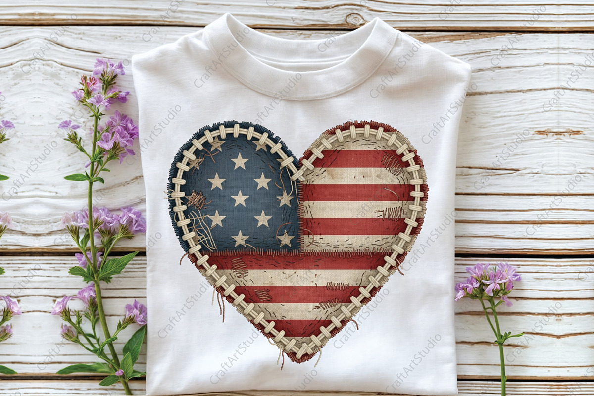 USA Patchwork American Heart Png, an Illustration by CraftArtStudio (Photo 2 of 4)