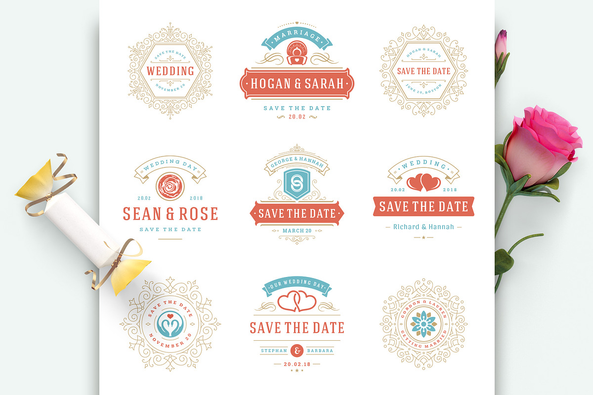 18 Wedding Logos and Badges, a Branding & Logo Template by Vasya Kobelev (Photo 6 of 14)