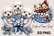 Whimsical Christmas Puppies Sleigh, a Seasonal Illustration by SVGArt (Thumbnail 1 of 5)
