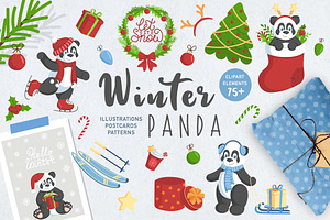 Winter Panda Vector Clipart