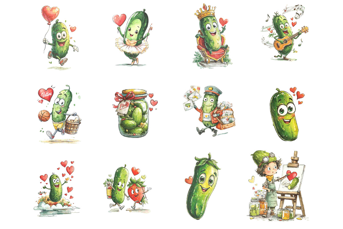 Pickle Valentine Clipart, an Illustration by Designking (Photo 3 of 5)