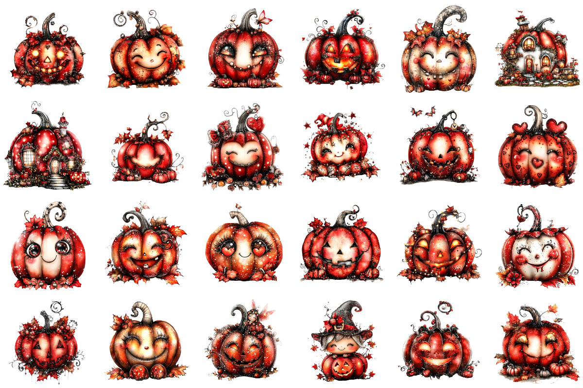 Whimsical Halloween Pumpkin Clipart, an Illustration by designcity5 (Photo 2 of 5)