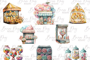 Watercolor Candy Storefronts Clipart