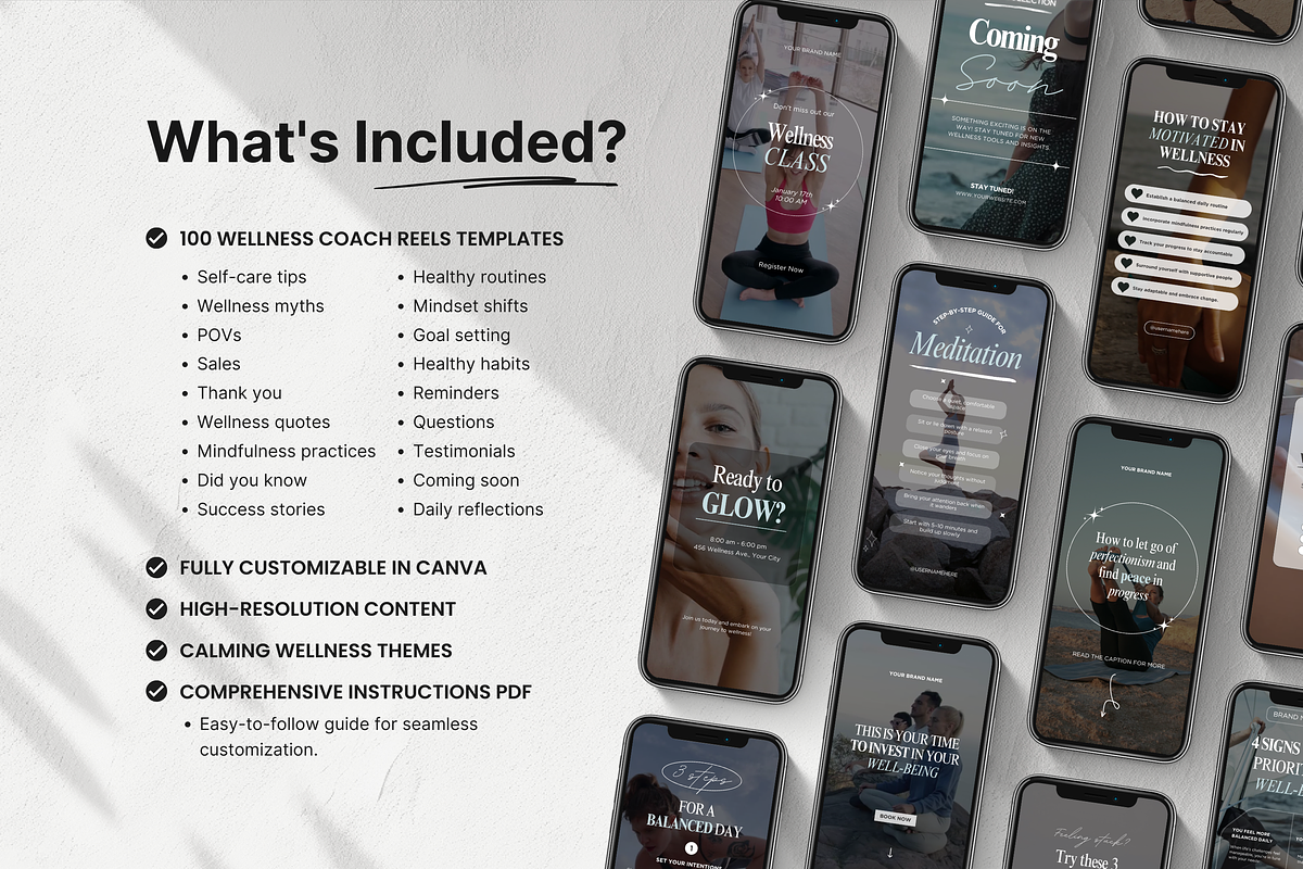 Wellness Instagram Reels Templates, a Social Media Template by DigiPax (Photo 2 of 11)