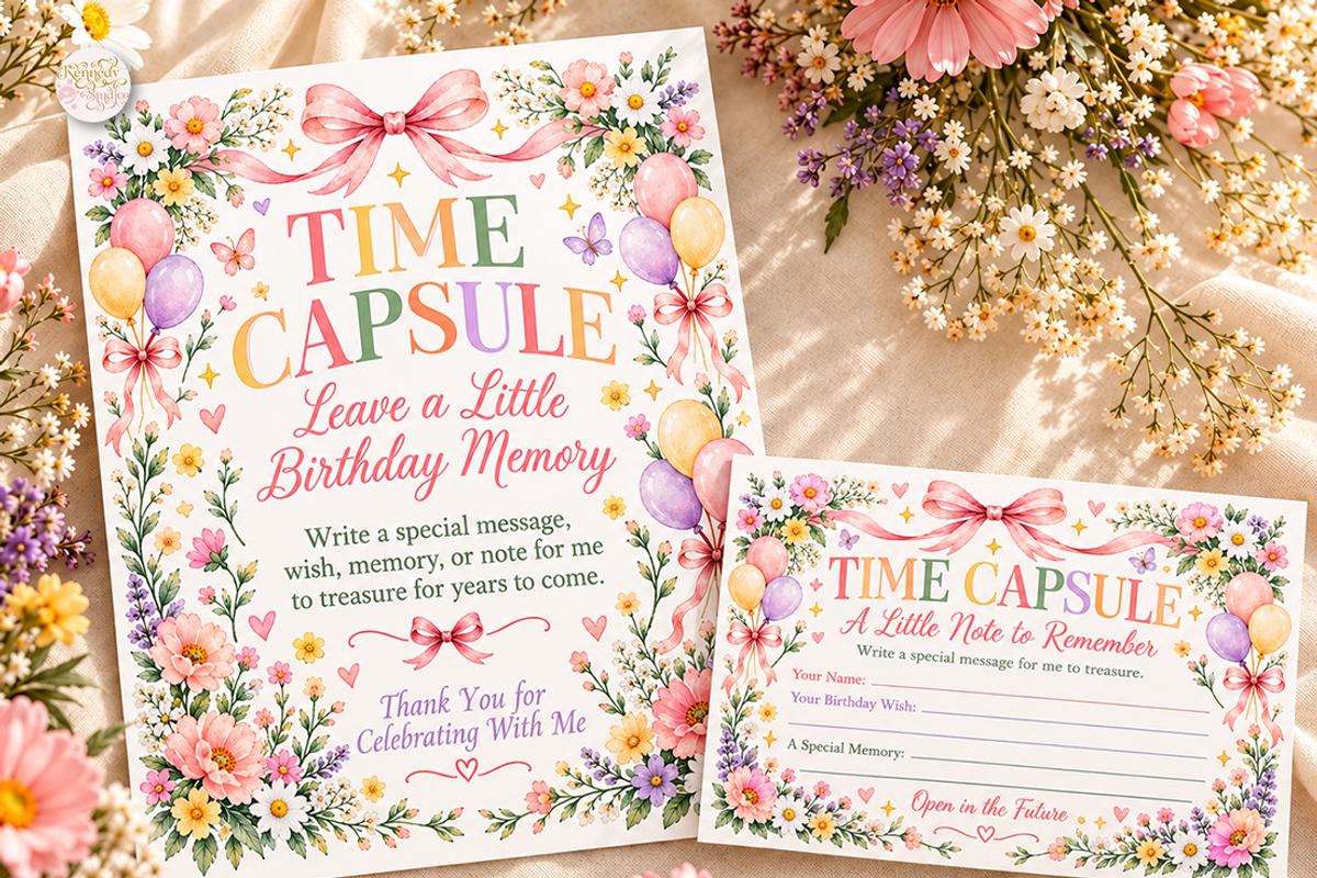 Birthday Time Capsule Sign Canva, a Marketing Template by KennedyStudio (Photo 2 of 6)