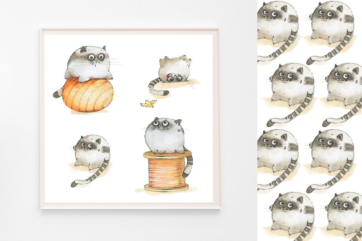 Cats for posters, cards, stickers, an Illustration by Novikova Lida (Photo 4 of 4)