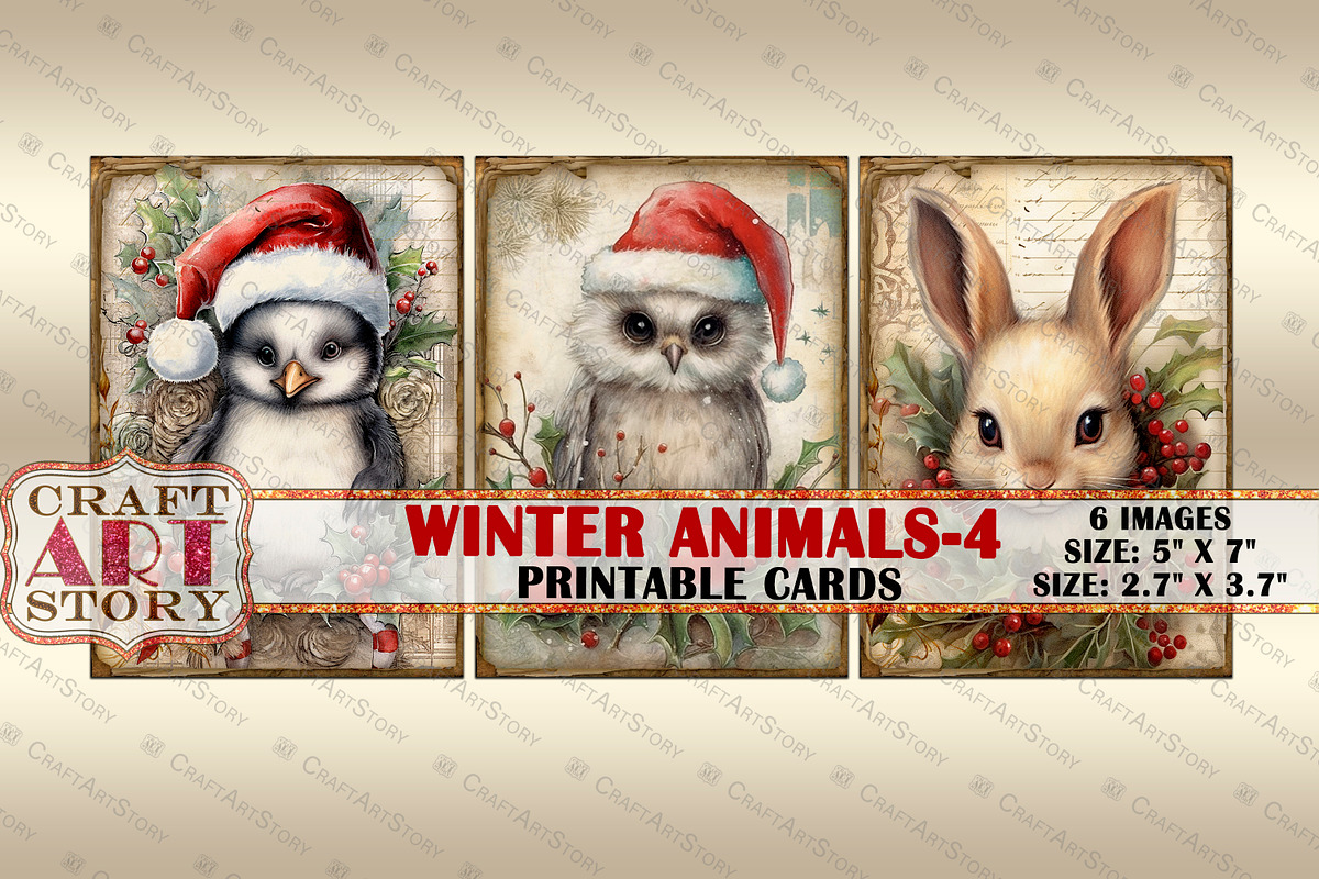 Vintage Christmas animals-4 picture, a Seasonal Illustration by CraftArtStory (Photo 3 of 4)