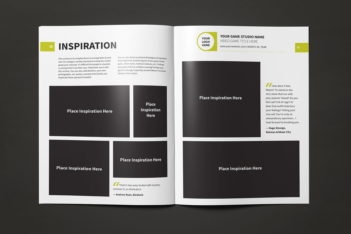 Game Design Document Template, a Brochure Template by Hues of Hodges