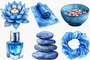 Watercolor Blue Cozy Spa Day Clipart, an Illustration by Canvas Craft (Thumbnail 3 of 7)