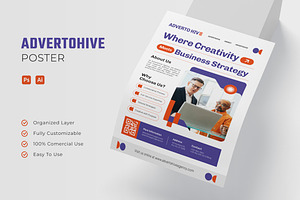 Advertohive Agency - Poster, a Print Template by Esensifiksi.studio