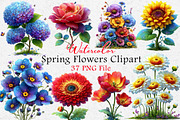 Watercolor Spring Flowers Clipart, an Illustration by Dream Creation (Thumbnail 1 of 7)