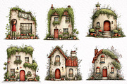 Green Summer Home Watercolor Clipart, an Illustration by DreamArtGraphic (Thumbnail 4 of 8)