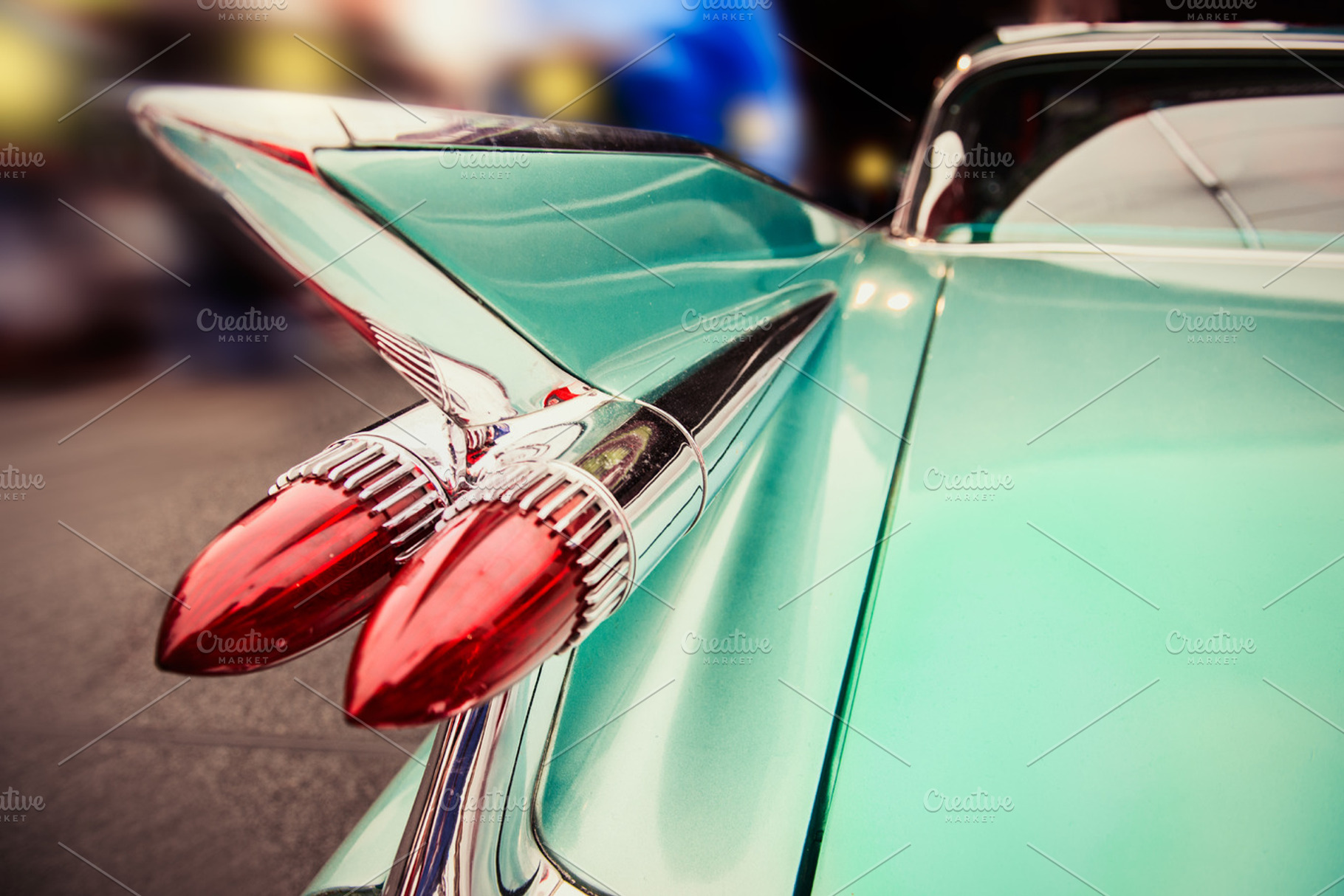 Luxury retro car driving in city, a Transportation Photo by New York Art Store