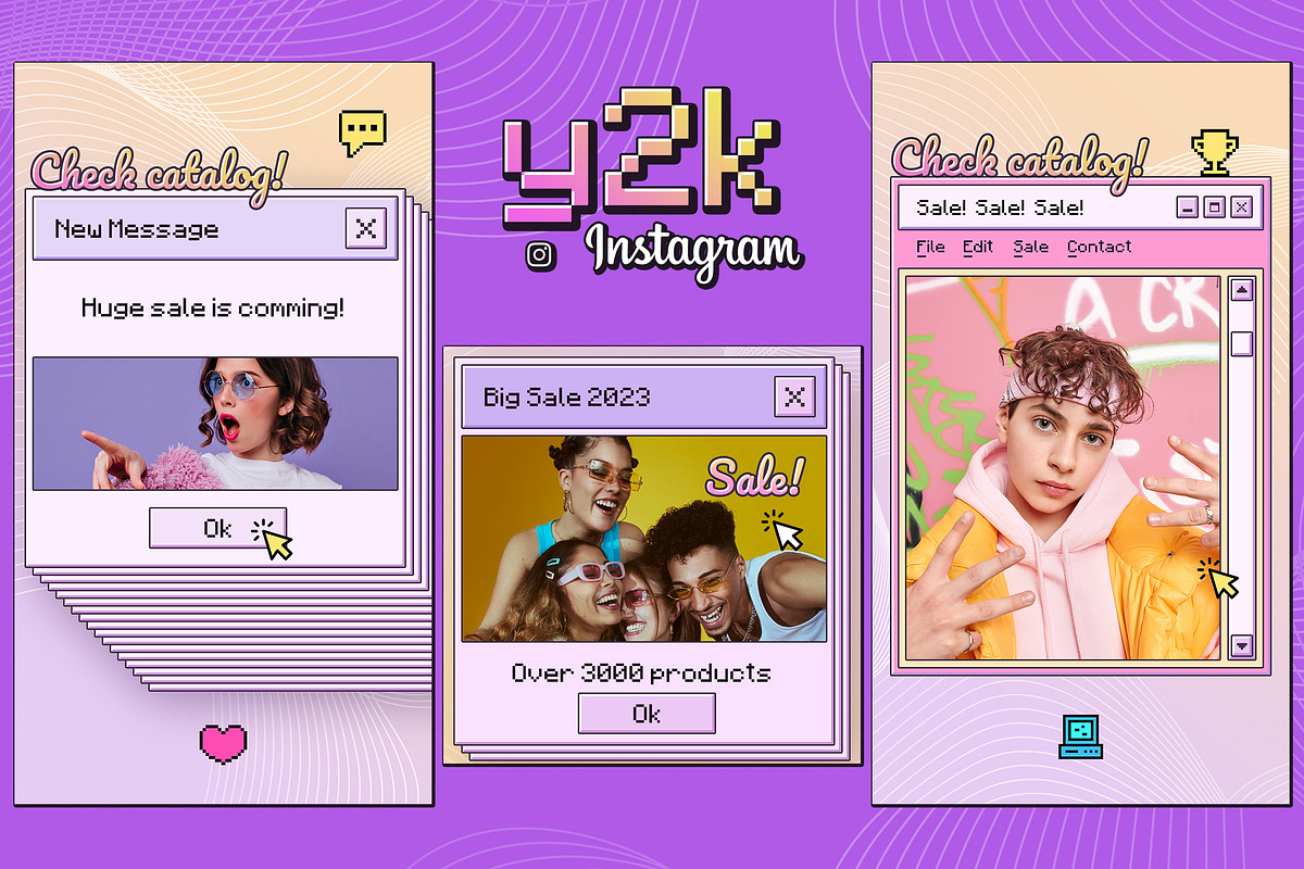 Y2K Instagram Posts & Stories, a Social Media Template by Andrew Skoch Design (Photo 3 of 12)