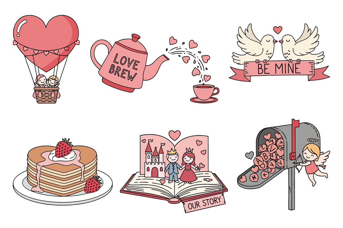 Whimsical Valentine's Day Clipart Se, a Decorative Illustration by T-shirt Pond (Photo 1 of 7)