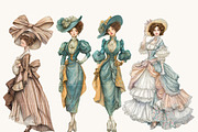 Victorian lady Clipart Bundle, a Person Illustration by BusyDaydesign (Thumbnail 5 of 9)