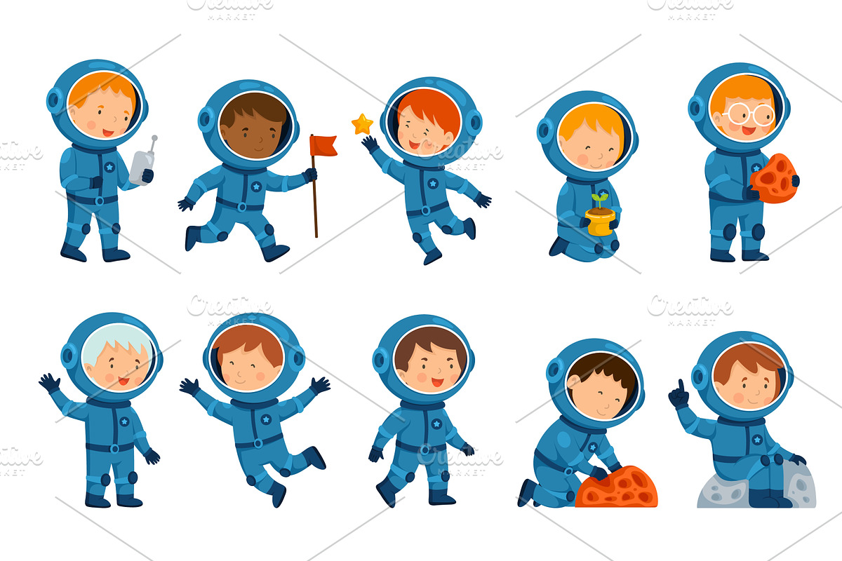 Cartoon kids astronauts. Children, a Person Illustration by Stock-Smart-Start