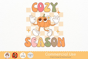 Cozy Season Png, Groovy Autumn Png