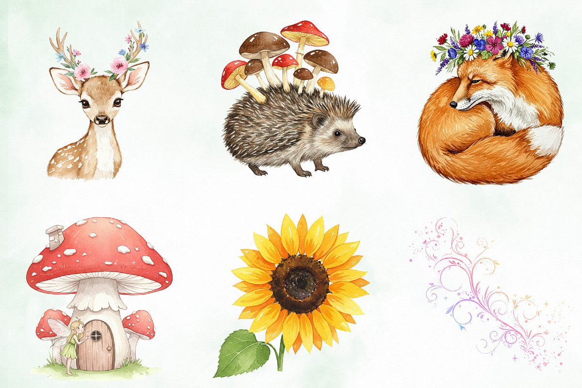 Watercolor Garden Fairies Floral Png, an Illustration by Creative Art (Photo 7 of 10)