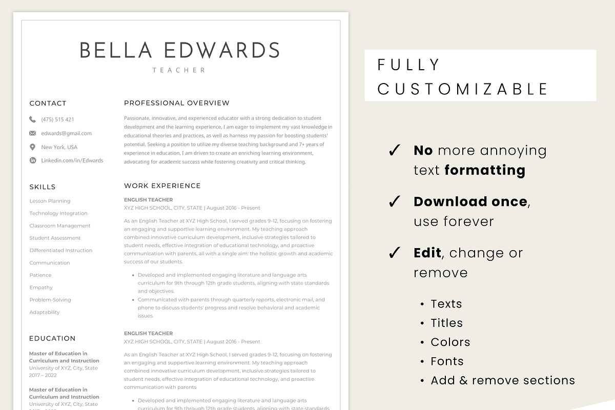 Clean, Simple, Minimalist Resume CV, a Resume Template by MondaySpark (Photo 2 of 8)
