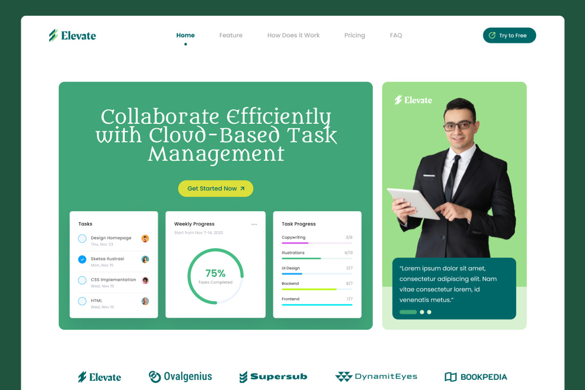 Task Management Web Landing Page, a Landing Page Template by UICreative (Photo 3 of 4)