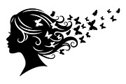 Woman Butterfly Hair Silhouette, an Object Illustration by yasushie (Thumbnail 29 of 31)