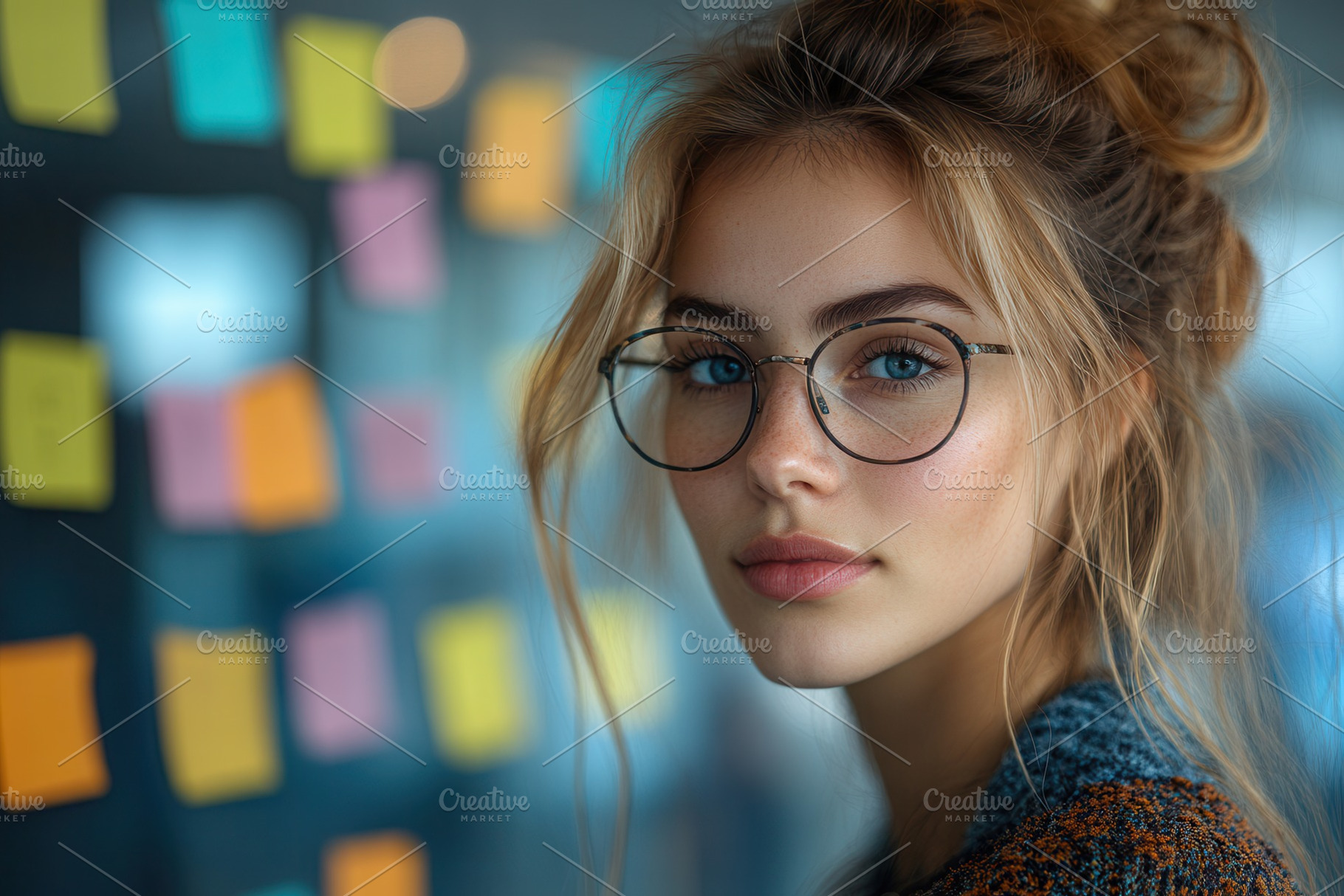 Young woman with glasses poses again, a Photo by Tanuart