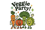 Veggie Party Wall Art Cute Retro, a Background Graphic by LaseredNinja (Thumbnail 1 of 7)