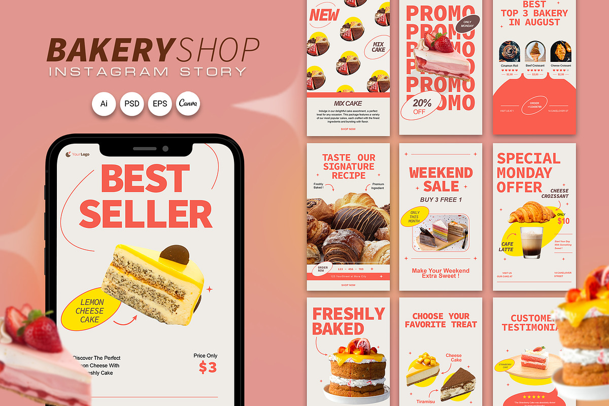 Promotion-BakeryShop Instagram Story, a Social Media Template by Jiwstudio (Photo 1 of 4)