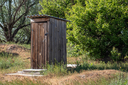 Rustic wooden outdoor toilet