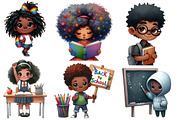 Black Kids Back to School Clipart, a Seasonal Illustration by Designworld (Thumbnail 5 of 6)