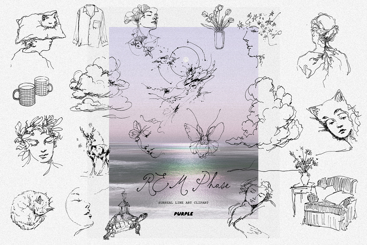 REM Phase: Surreal Line Art Clipart, a Healthcare Illustration by Purple (Photo 9 of 9)