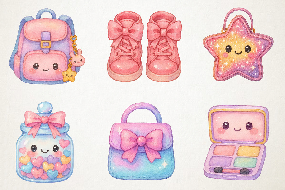 Kawaii Girly Aesthetic Clipart, an Illustration by RobertsArt (Photo 3 of 7)
