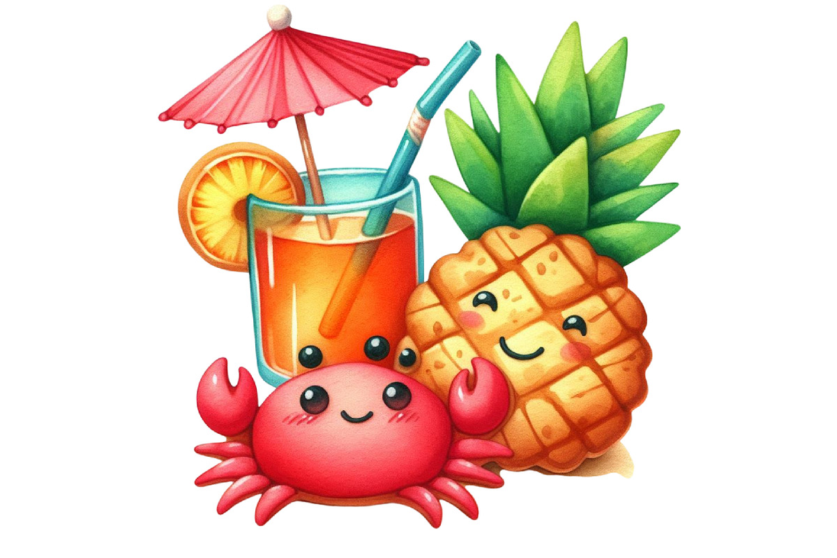 Watercolor Summer Cookies Clipart, an Illustration by Designking (Photo 2 of 3)