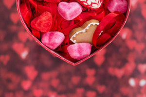Heartshaped box with heartshaped featuring mothers day, gift, and hand