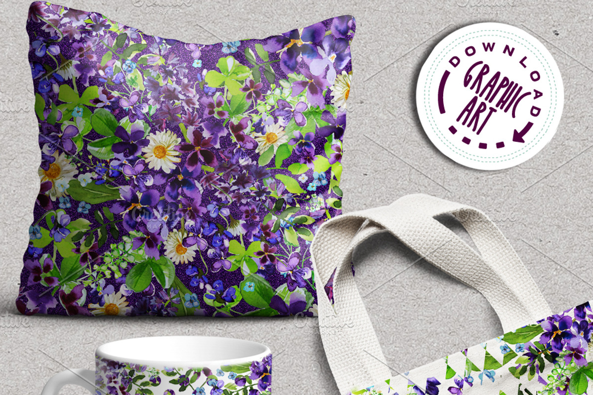 Deep Violet Bouquet Digital Pattern, a Pattern Graphic by Download Graphic Art (Photo 4 of 5)