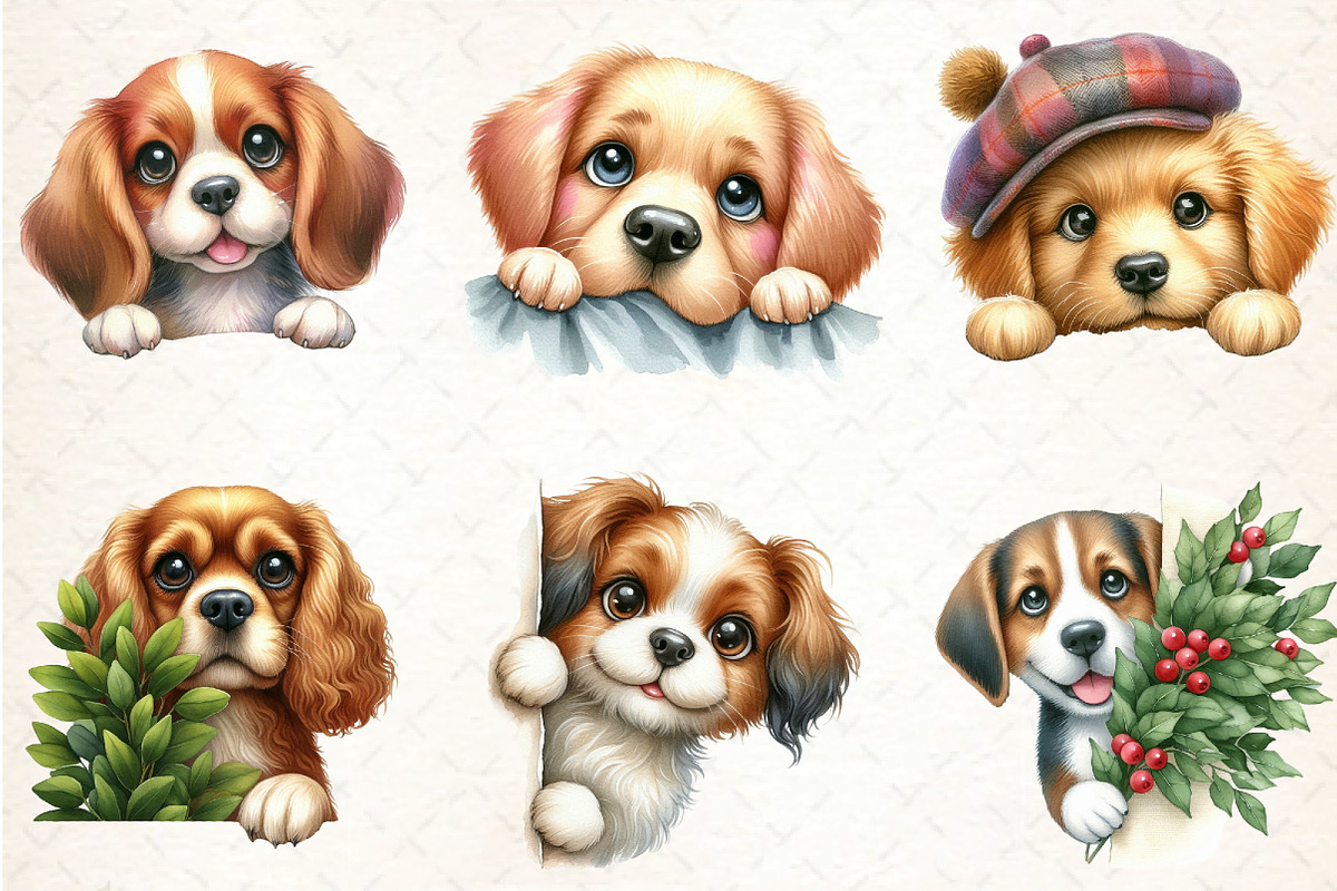 About Watercolor Peeking Dog Clipart, an Illustration by DreamCafeArt (Photo 3 of 6)