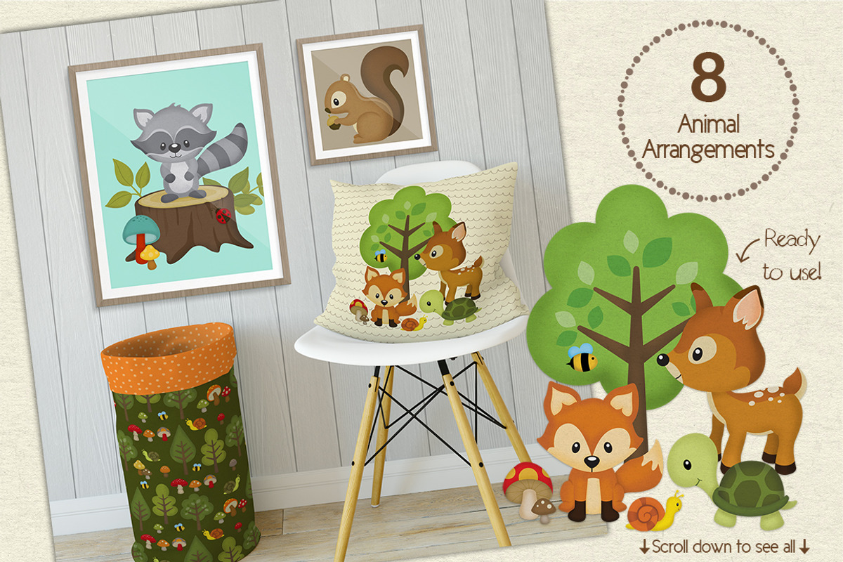 Woodland Animals Design Kit, an Animal Illustration by PixelPaperPrints (Photo 4 of 9)