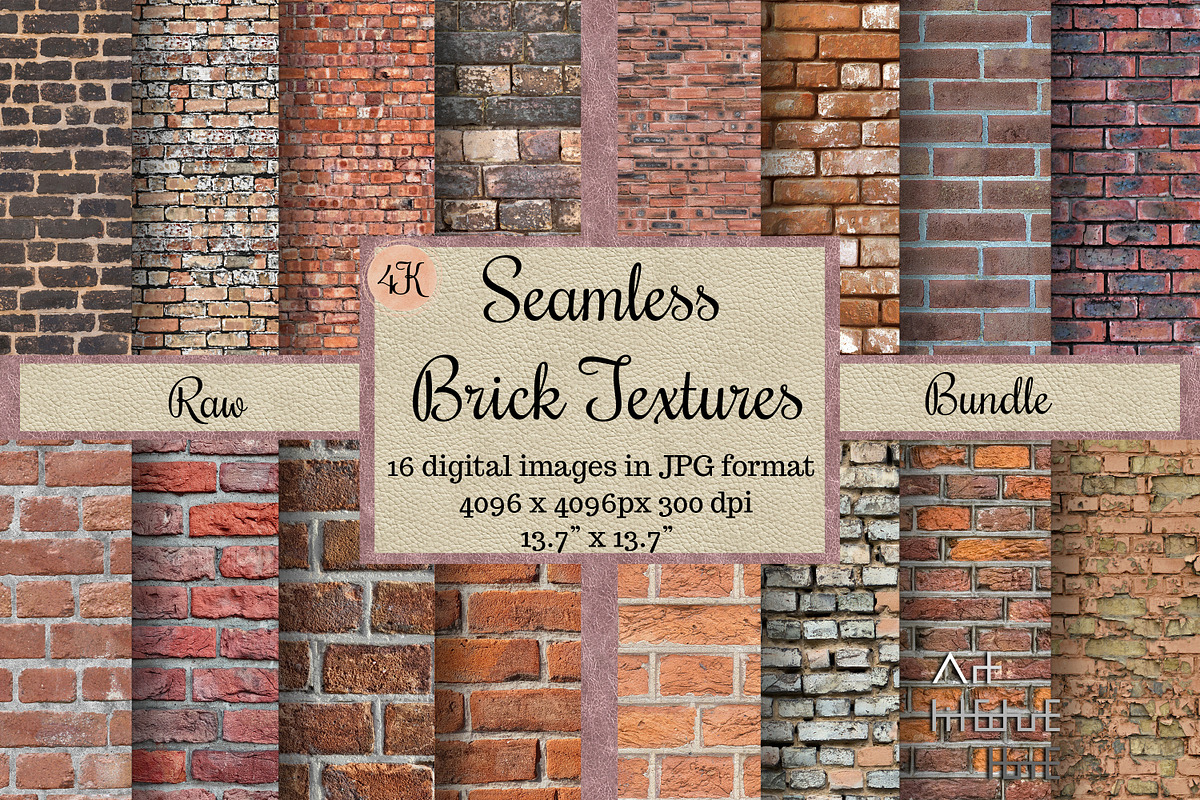 100 Seamless Brick Textures, Digital, a Texture Graphic by Arthitecture Home (Photo 2 of 11)