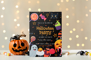 Editable Halloween Invitation Black, an Invitation Template by ForeverPrint