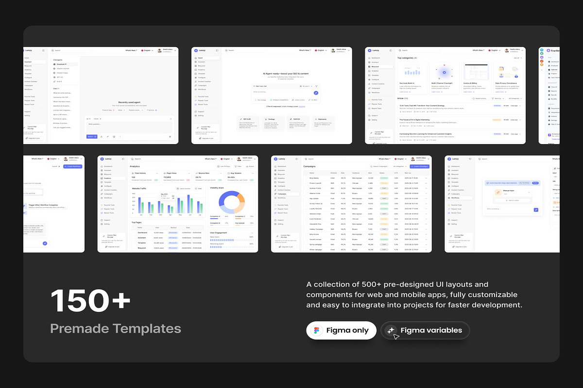 Lumzy AI SEO Content Marketing UI, an UI Kit Template by Creative Perspective (Photo 2 of 7)