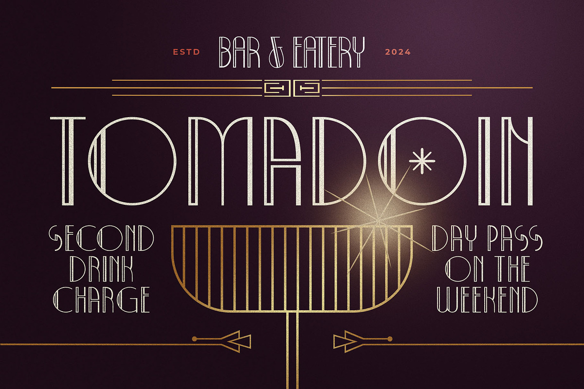 Decolmax Art Deco Typeface, a Sans Serif Font by alit design (Photo 7 of 17)