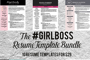 Resume Template Bundle - Girlboss