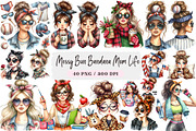 Messy Bun Bandana Mom Life Clipart, a Seasonal Illustration by DreamArtGraphic (Thumbnail 1 of 4)
