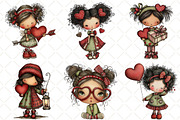 Whimsical Valentine Girl Clipart, an Illustration by Black Bird Studio (Thumbnail 6 of 6)