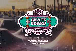 Set of colored skateboard badges